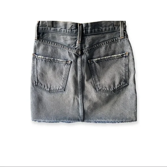 AGOLDE Palladium High Rise Denim Skirt with Raw Hem in Color Renewal Size 23. - Picture 6 of 8